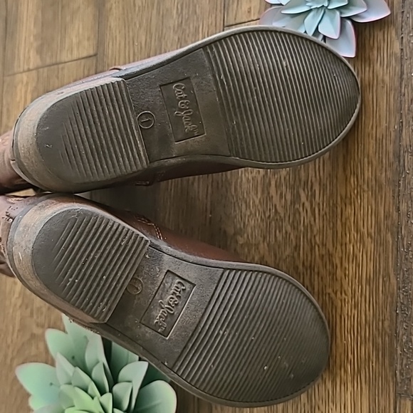 Cat and Jack Kids' Montana Zipper Western Cowgirl Boots Brown size 1 - Picture 5 of 6